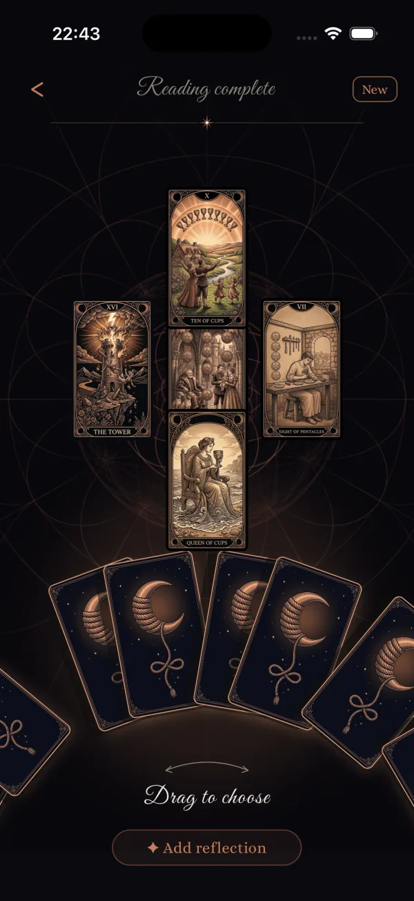 Card fan spread on the table