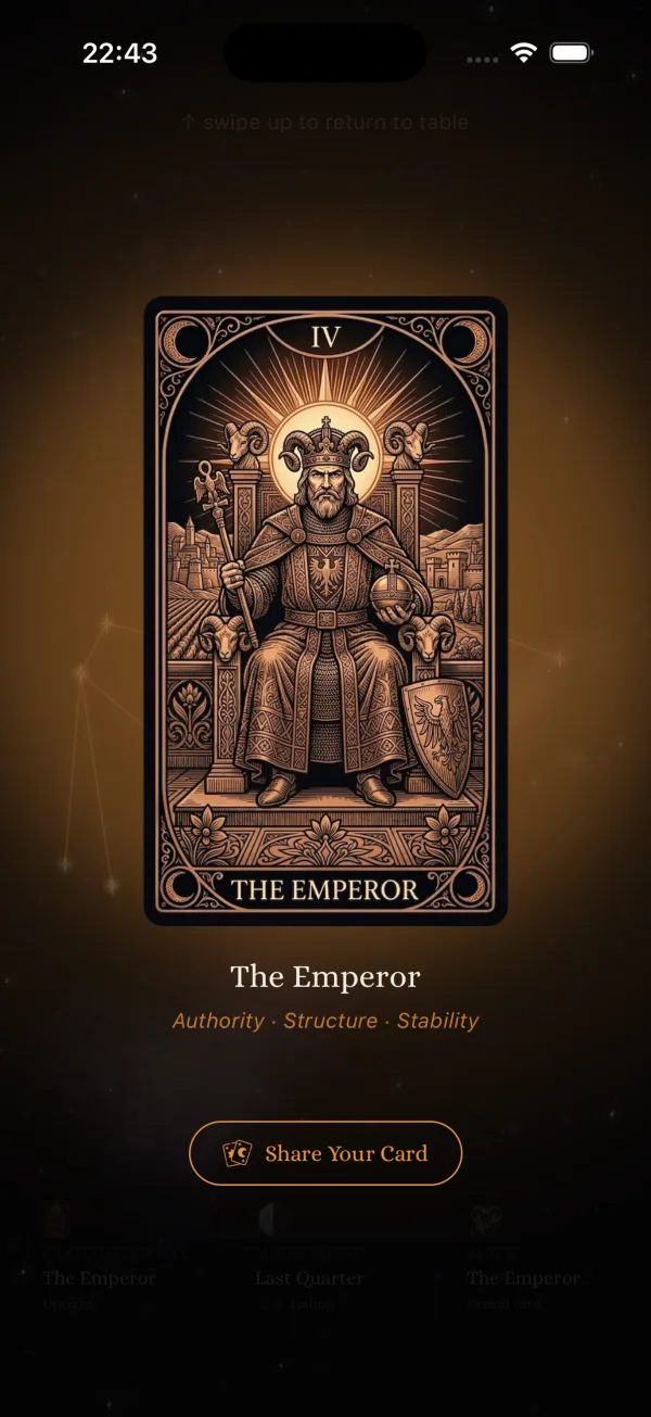 Card reveal with interpretation